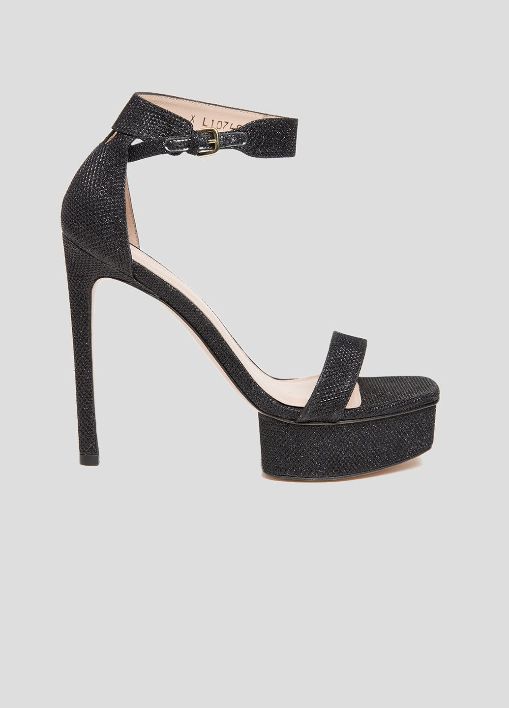 Серебряные черные замшевые босоножки на каблуке Stuart Weitzman