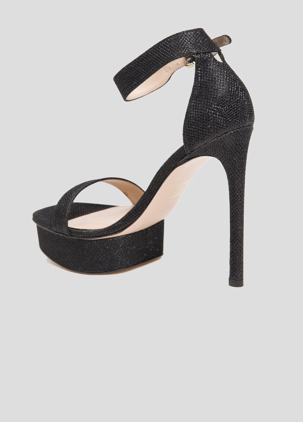 Серебряные черные замшевые босоножки на каблуке Stuart Weitzman