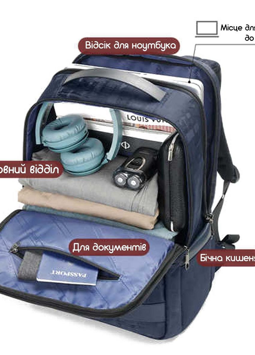 Рюкзак міський T-B9058 для ноутбука 15,6" об'єм 23 л. Синій (TGN-T-B9058-3153) Tigernu (268218580)