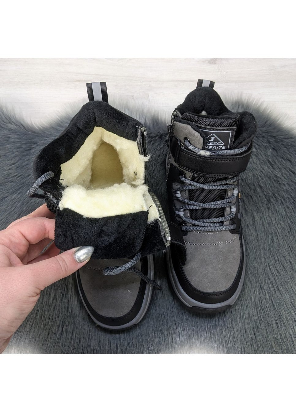 Серые повседневные осенние ботинки детские зимные для мальчика Jong Golf