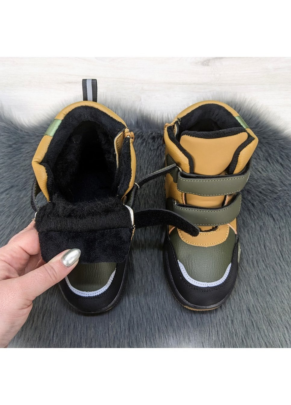 Хаки повседневные осенние ботинки детские зимные для мальчика Леопард