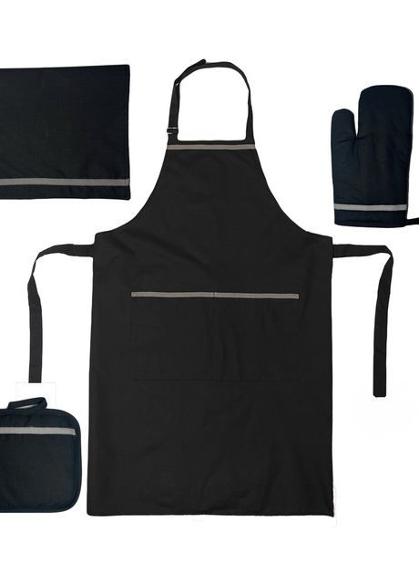Набор для кухни Фартук + Рукавичка + Прихватка + Салфетка 4 предмета Черный Angelo Dolce dl-4-1 (268309062)