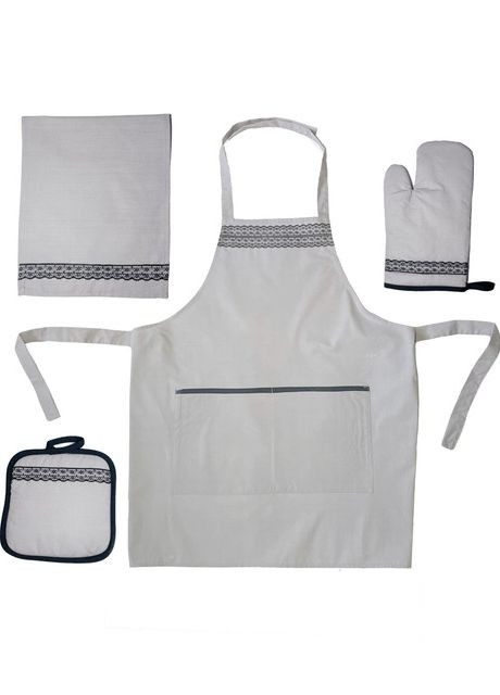 Набір для кухні Фартух + Рукавичка + Прихватка + Серветка 4 предмети Сірий Angelo Dolce dl-4 (268309054)