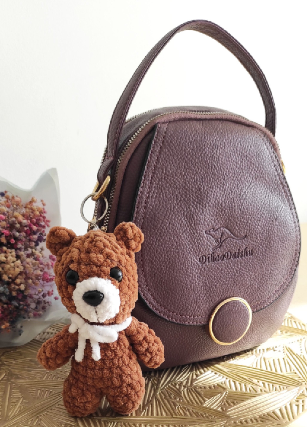 Вязаный брелок для ключей, сумочки, рюкзака, медведь Handmade 23347 (268663054)