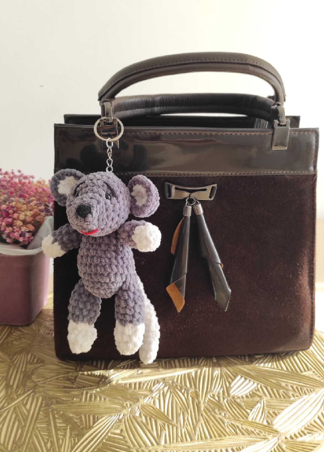 В'язаний брелок для ключів, сумочки,рюкзака, миша Handmade 23345 (268663056)