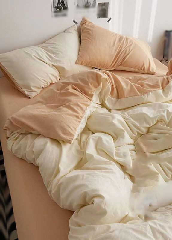 Постільна білизна ДУЕТ Пломбірне морозиво/Крем-брюле Ранфорс Двоспальний MERISET (268301871)