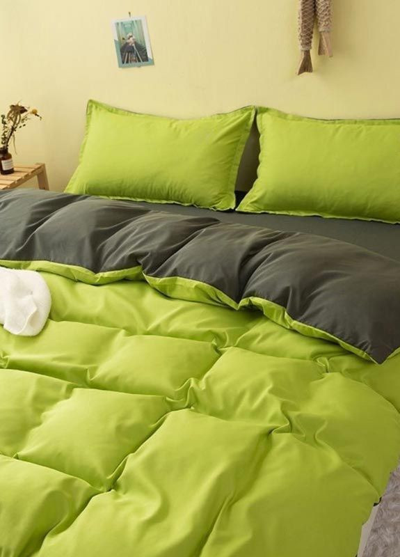 Постельное белье ДУЭТ Фисташка/Темный хаки Ранфорс Двуспальное MERISET (268301893)