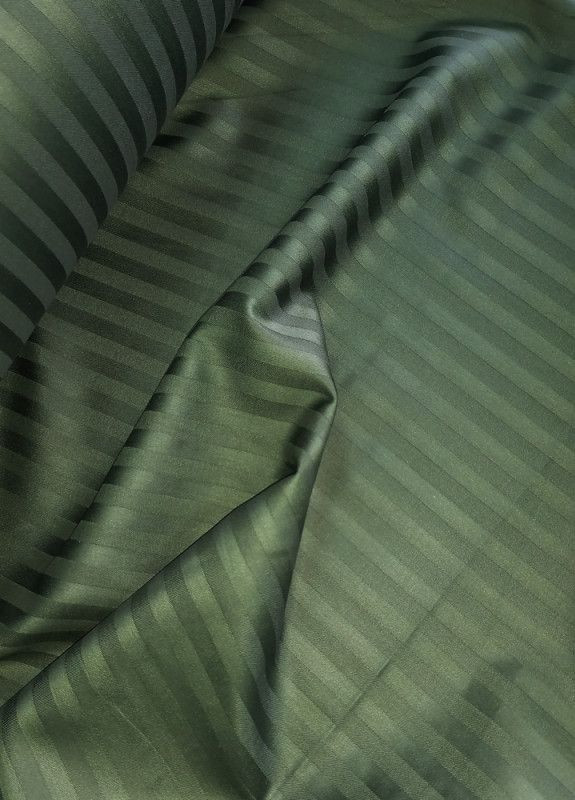 Постільна білизна Темно-зелений Сатин страйп Двоспальний на резинці MERISET (268301841)