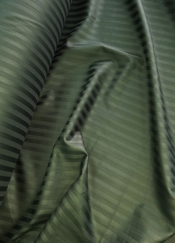 Постільна білизна Темно-зелений Сатин страйп Двоспальний на резинці MERISET (268301841)