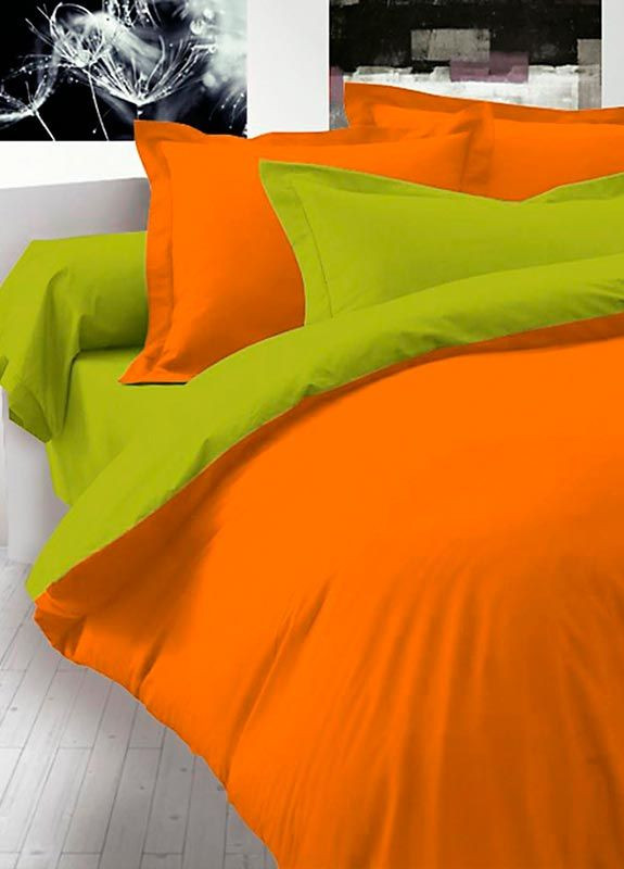Постільна білизна ДУЕТ Помаранчевий/Фісташка Ранфорс Сімейний MERISET (268302120)