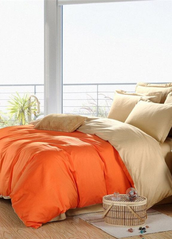 Постельное белье ДУЭТ Оранжевое/Крем-брюле Ранфорс Двуспальное MERISET (268301948)