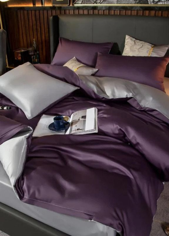 Постельное белье ДУЕТ VIOLET FLOWER/PLATINUM Premium Сатин однотон Евро MERISET (268302010)