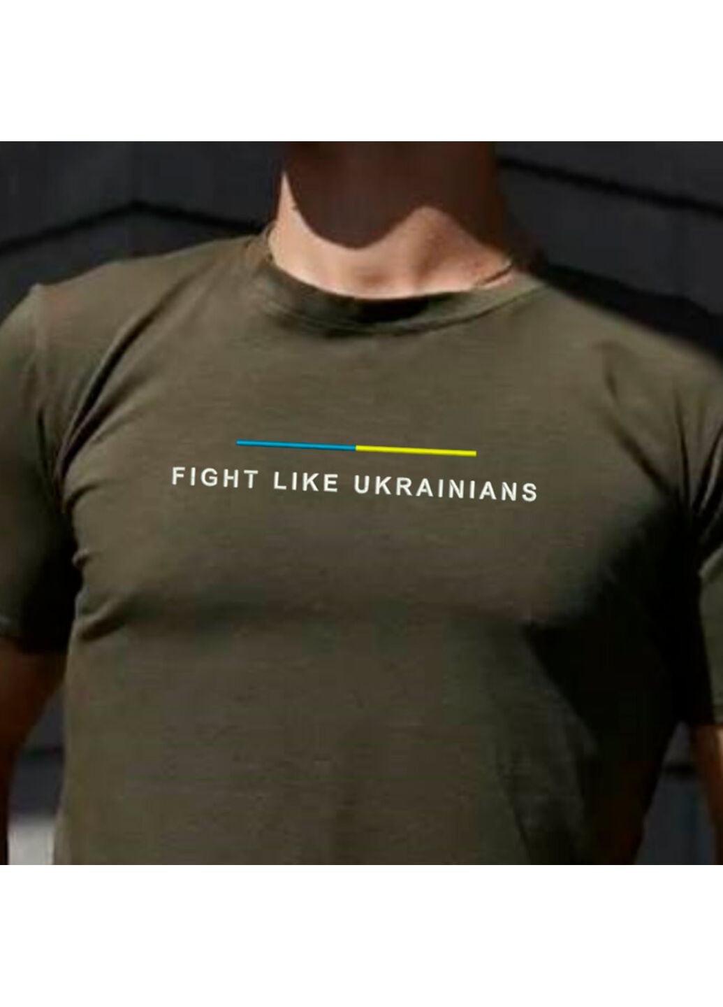 Хакі (оливкова) футболка з вишивкою fight like ukranians 01-1 чоловіча millytary green 3xl No Brand
