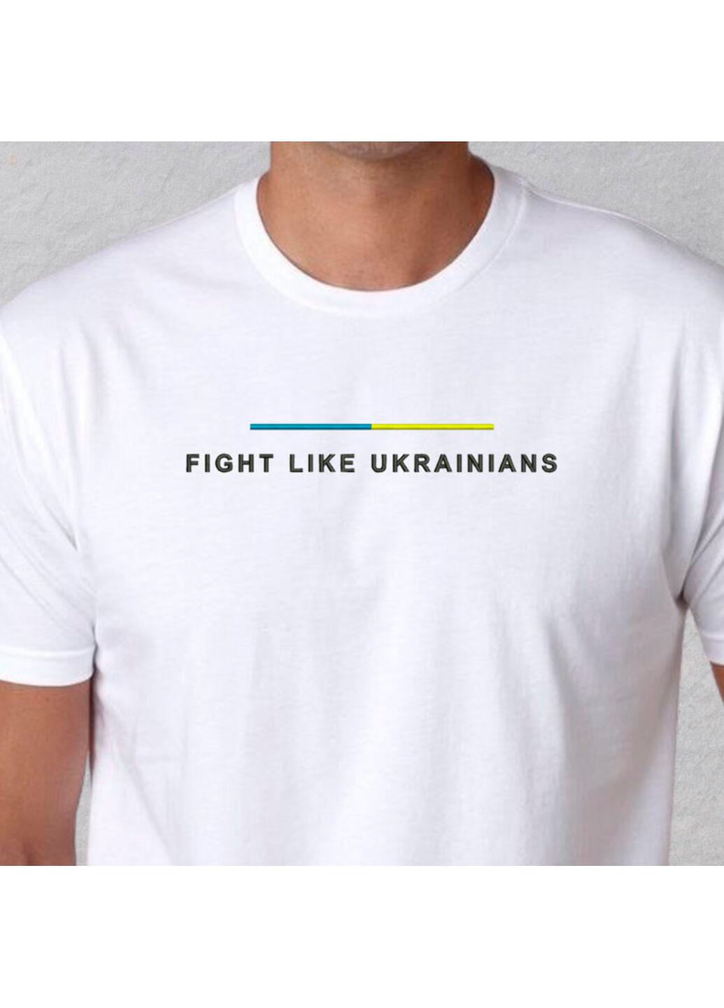 Белая футболка з вишивкою fight like ukranians 01-1 мужская белый l No Brand
