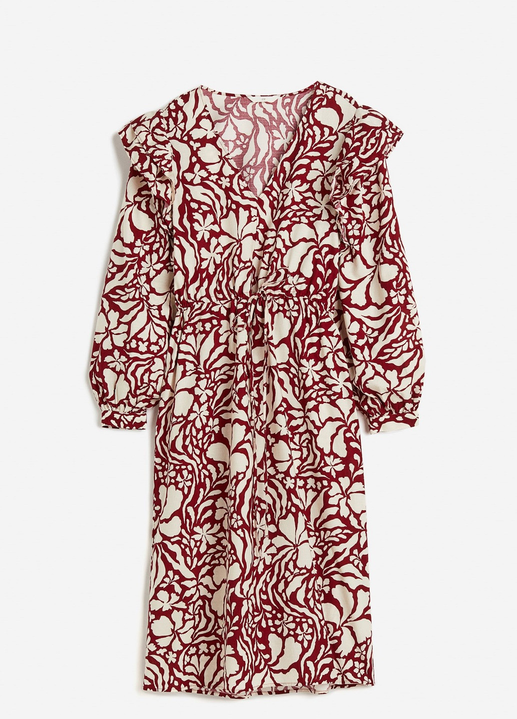 Темно-красное кэжуал платье H&M с цветочным принтом