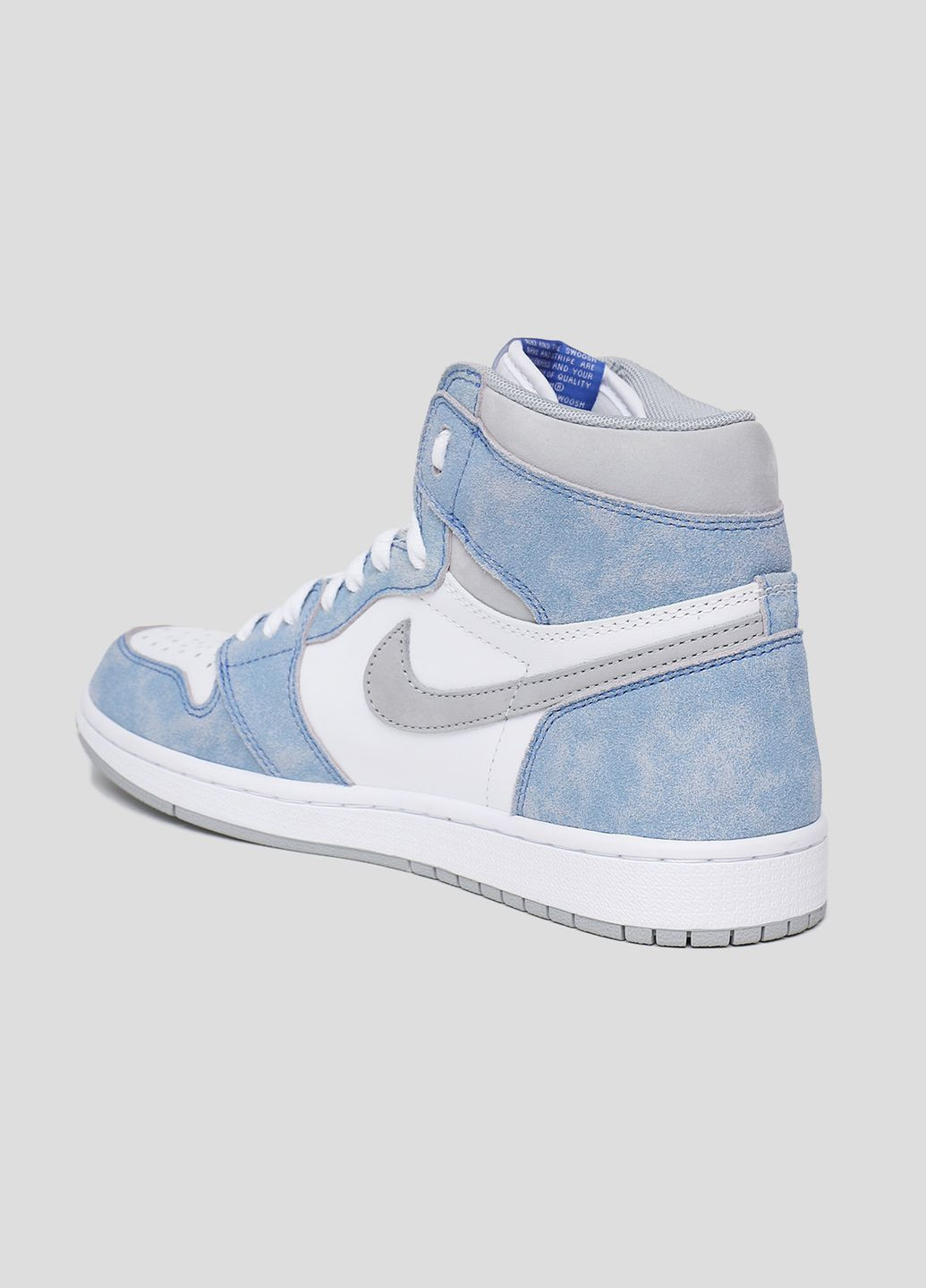 Белые бело-голубые кожаные хайтопы air jordan 1 retro high Nike