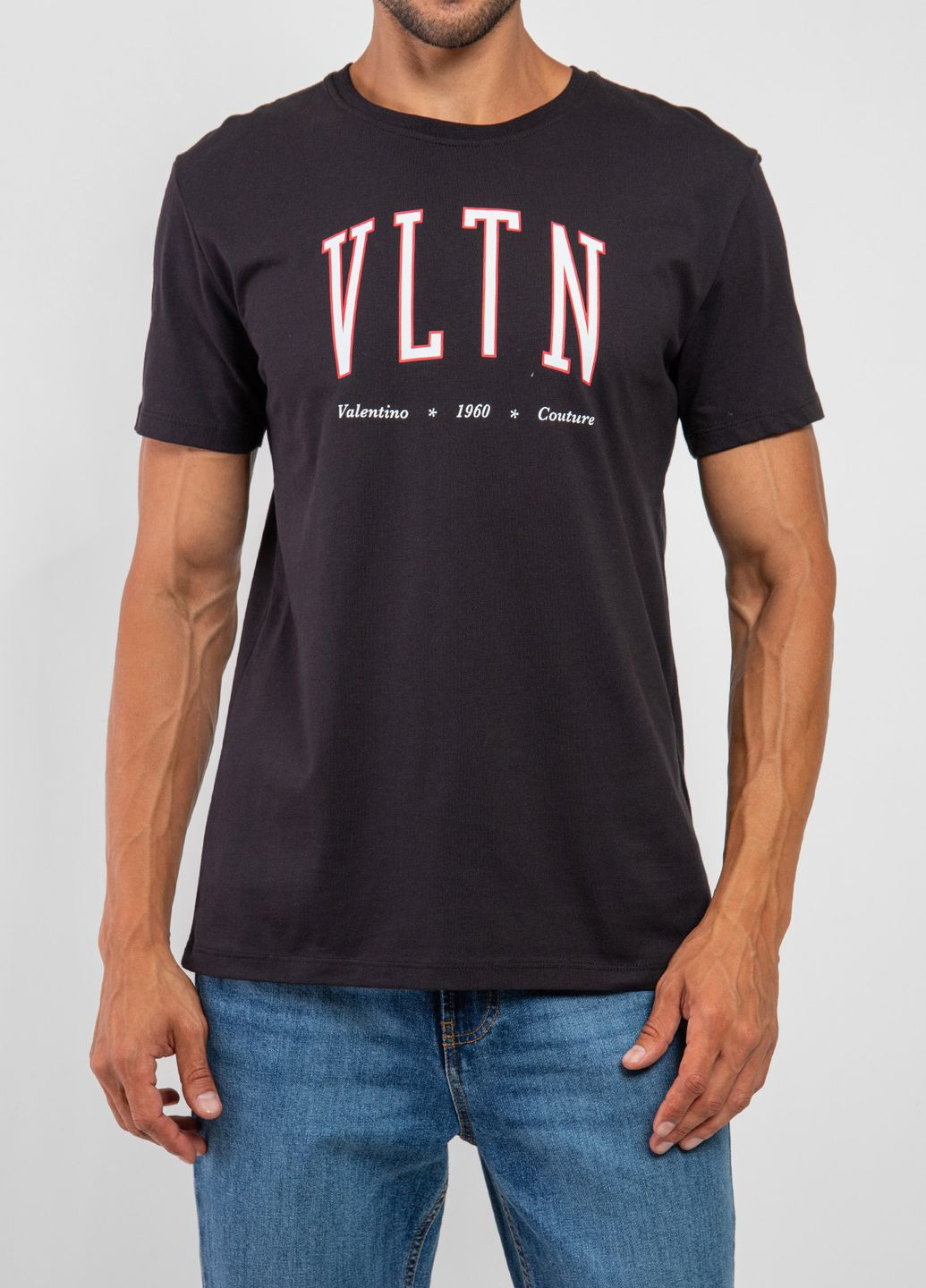 Черная черная хлопковая футболка с логотипом Valentino