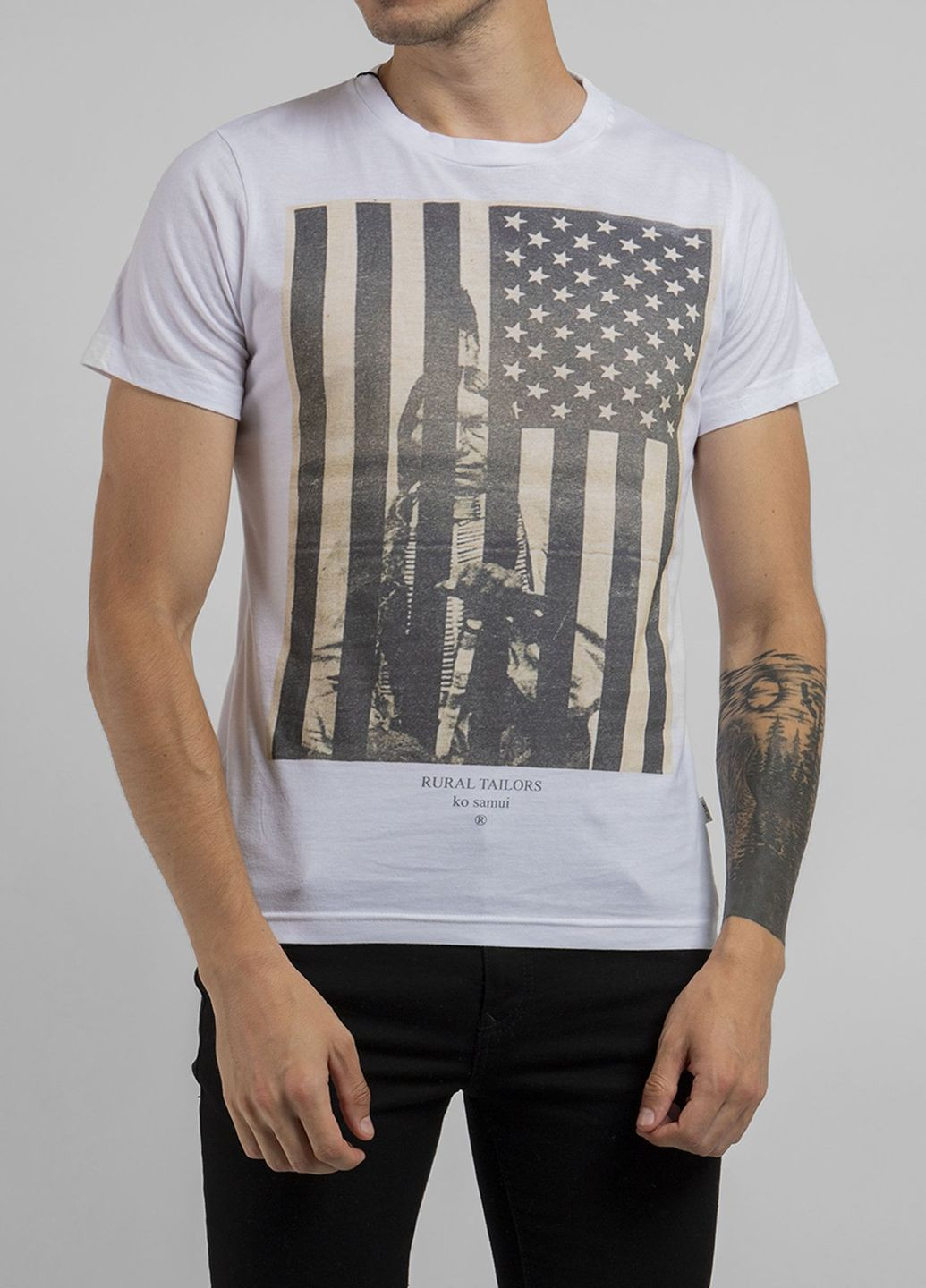 Белая белая футболка с принтом flag Ko Samui