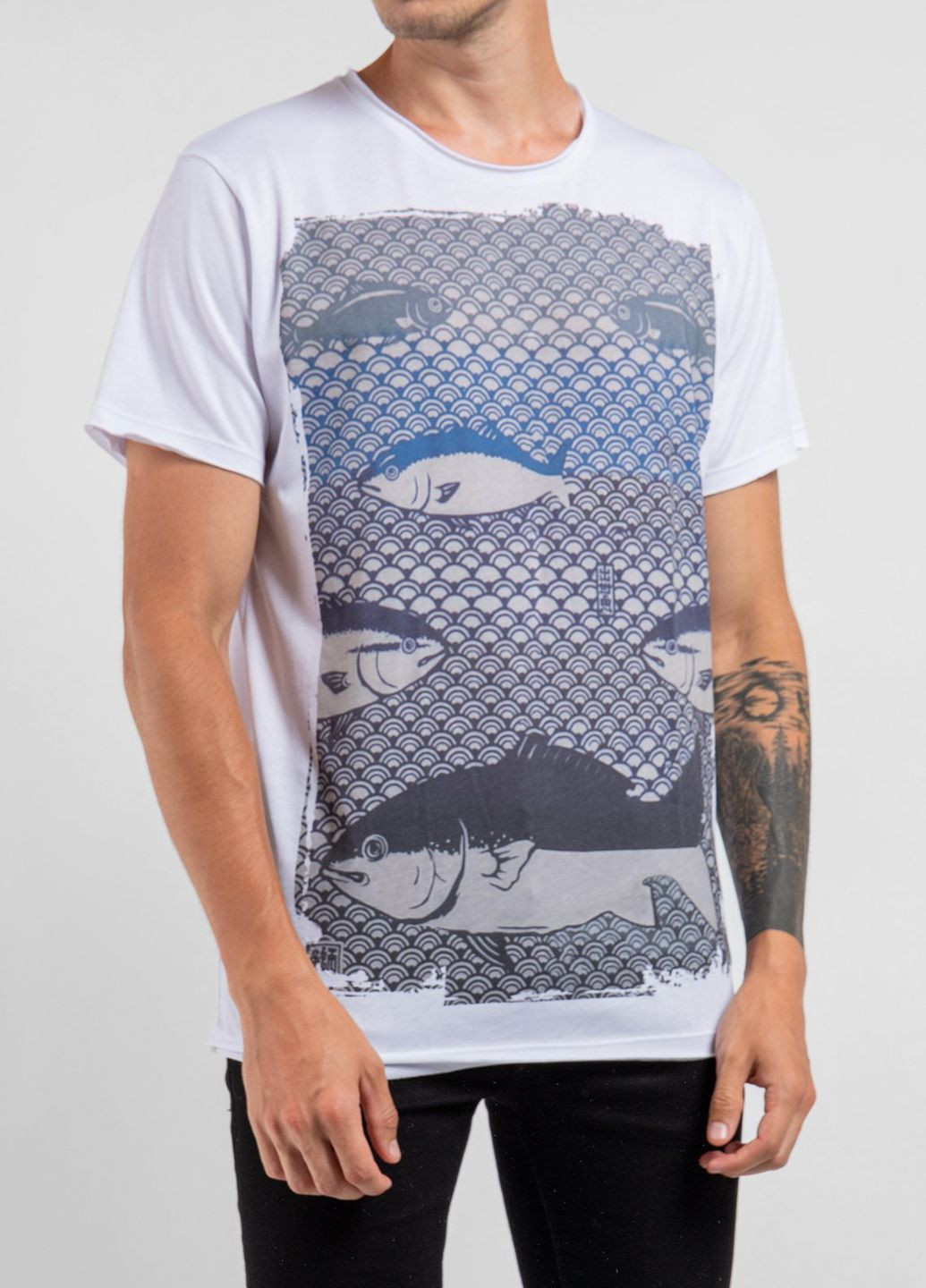 Белая белая футболка с принтом blue sea Ko Samui