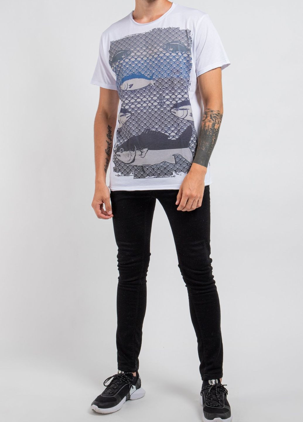 Белая белая футболка с принтом blue sea Ko Samui