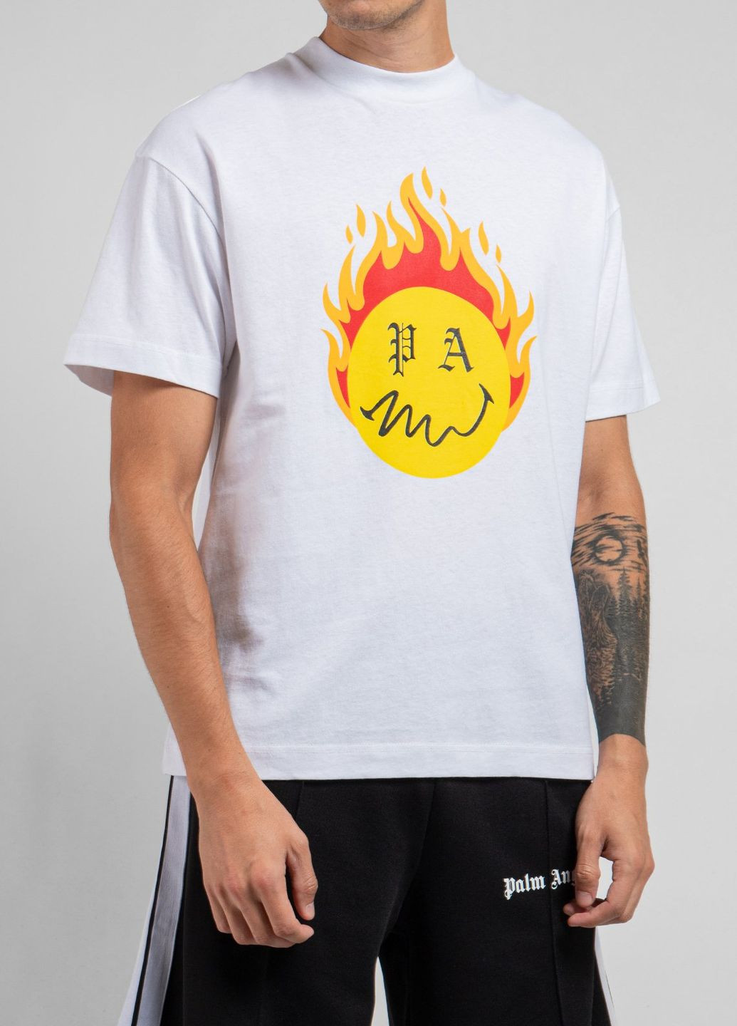 Белая белая футболка с принтом Palm Angels