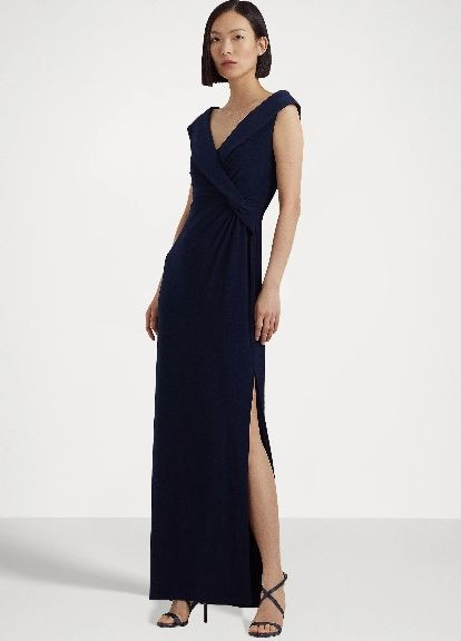 Темно-синее вечернее платье а-силуэт Ralph Lauren однотонное