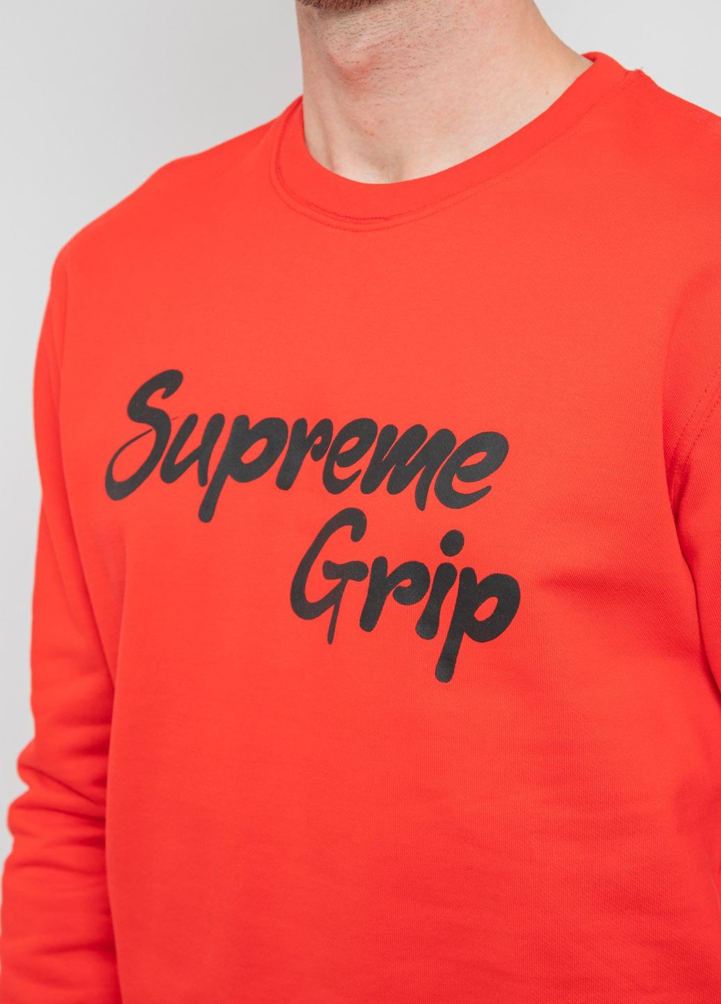 Лазурный хлопковый свитшот с логотипом Supreme Grip - крой коралловый кэжуал - (268378089)