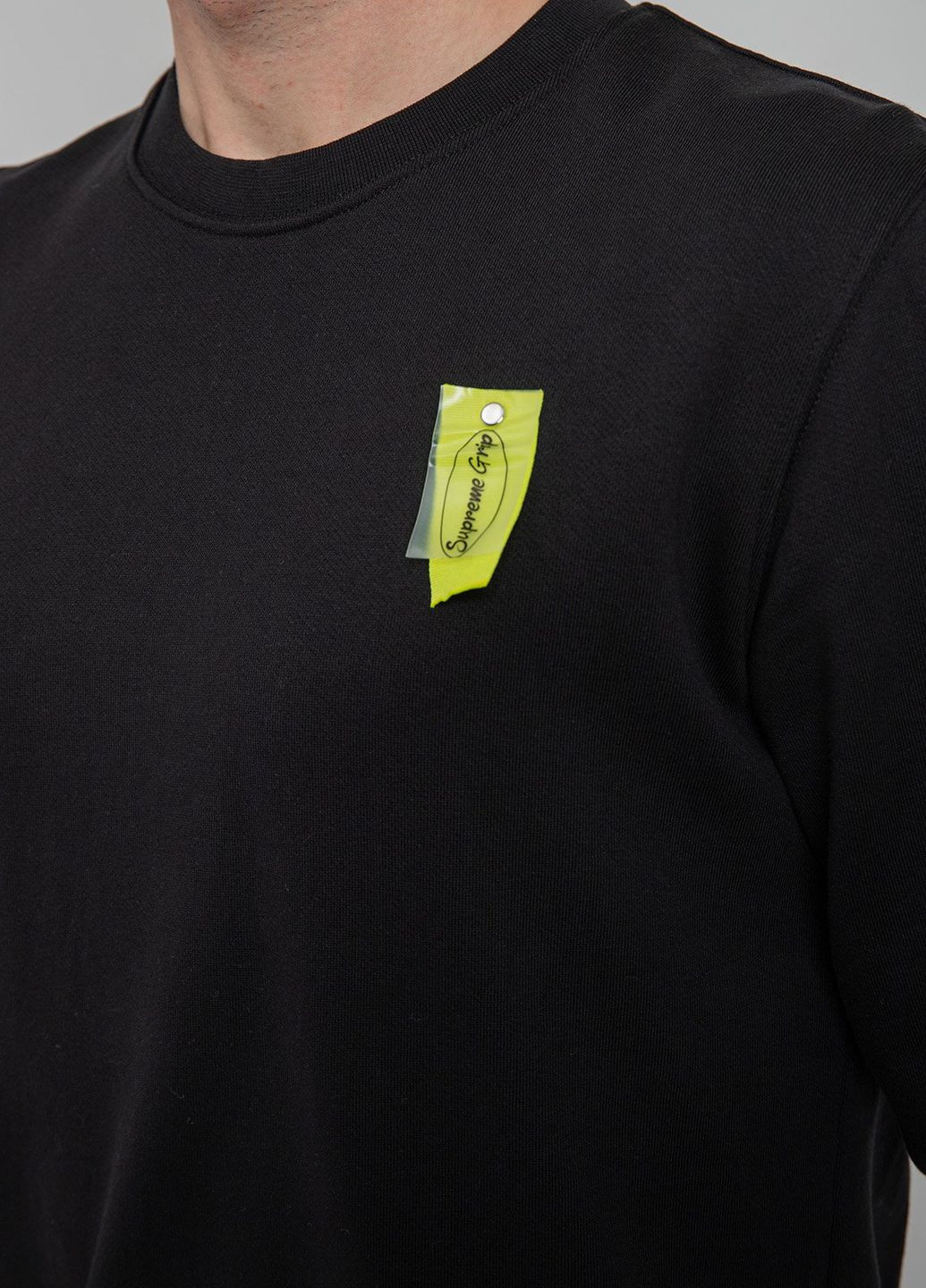 Черный хлопковый свитшот с принтом на спине Supreme Grip - крой черный кэжуал - (268378095)