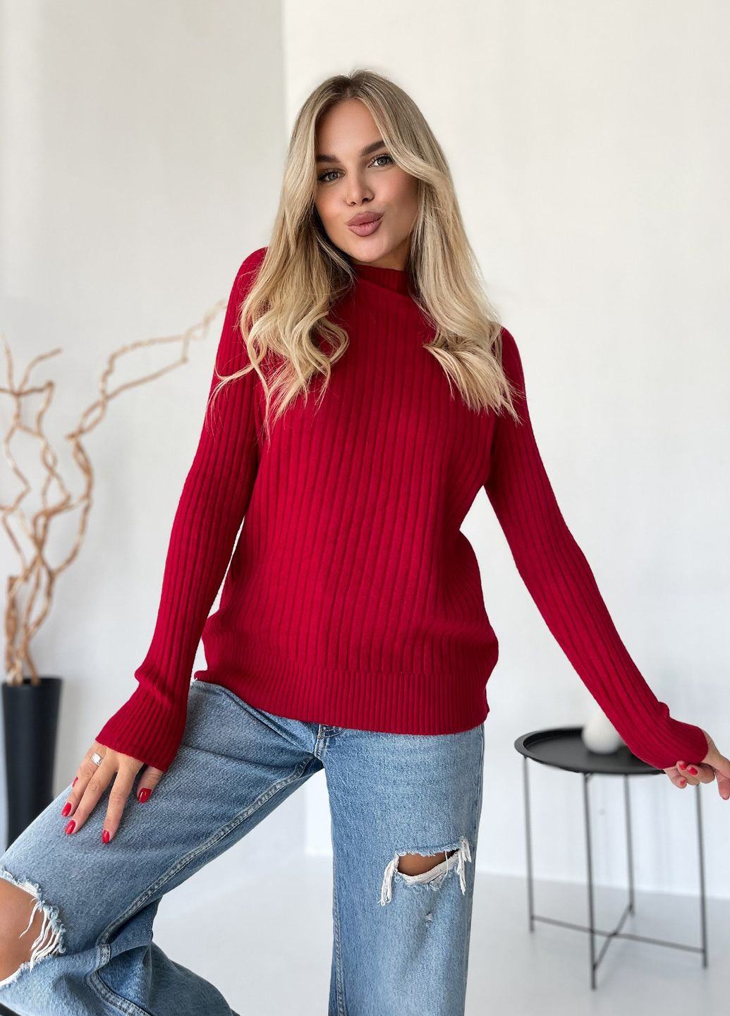 Красный зимний свитера ISSA PLUS WN20-576