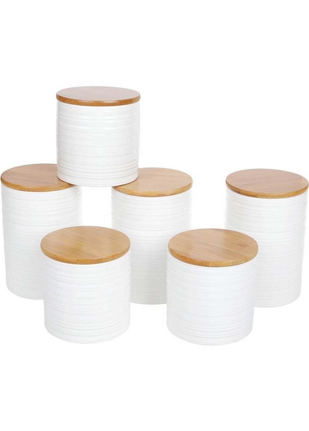 Набір банок Merceyl "Лінії" 3 банки по керамічні з бамбуковими кришками Bona (268456830)