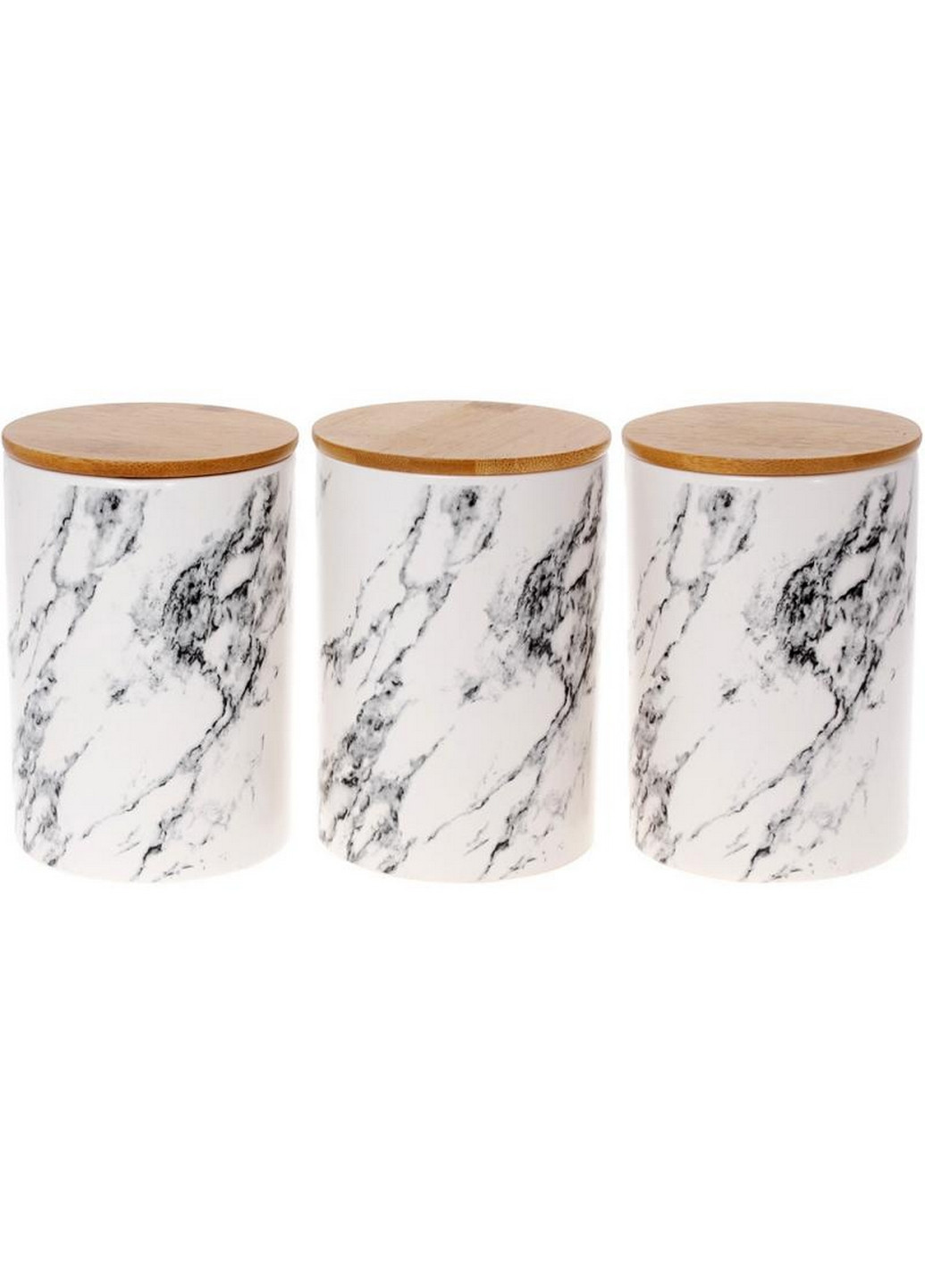 Набор 3 банки Merceyl "Marble" керамические с бамбуковыми крышками Bona (268457834)