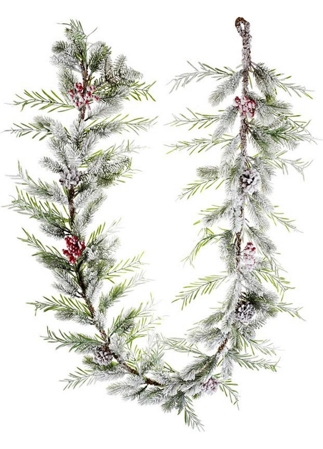 Декоративна гірлянда "Снігова" зі штучної хвої з ягодами та шишками Bona (268458004)