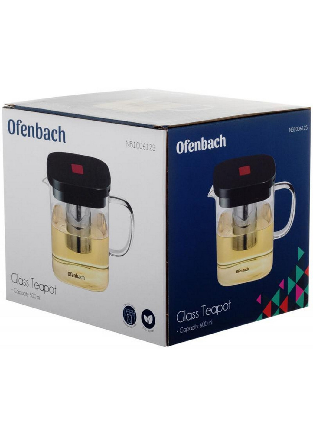 Чайник скляний заварювальний зі знімним ситечком (0612s) Ofenbach (268458198)
