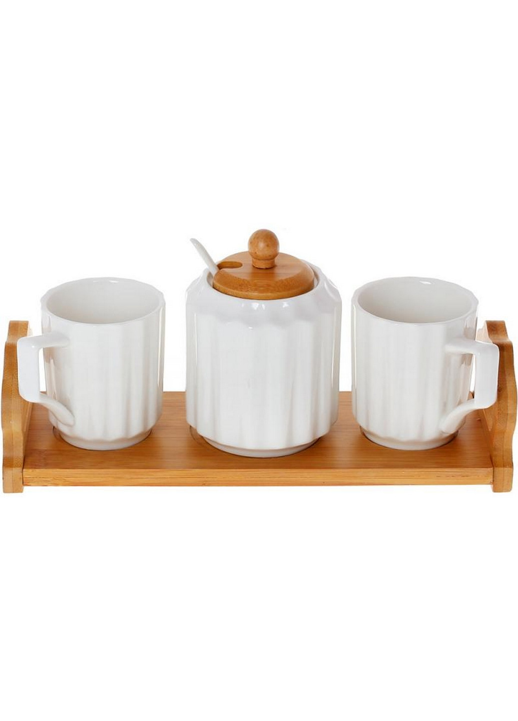 Кофейный набор Nouvelle Home Naturel 2 чашки и сахарница на подставке Bona (268459692)