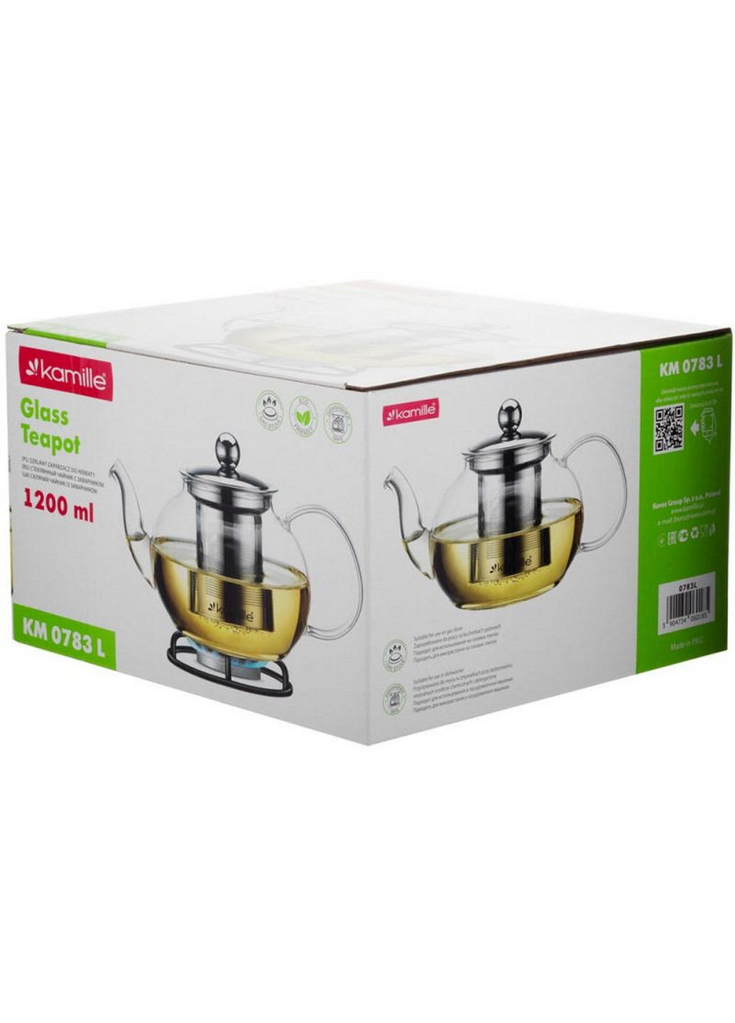 Чайник скляний заварювальний зі знімним ситечком (0783l) Kamille (268459015)
