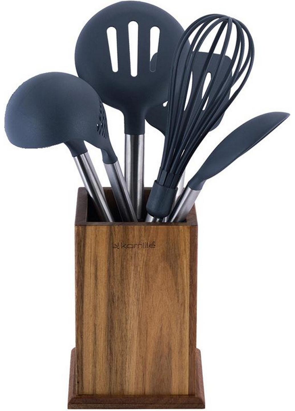 Набор кухонных принадлежностей Oryen Brown 6 аксессуаров на деревянной подставке Kamille (268459892)