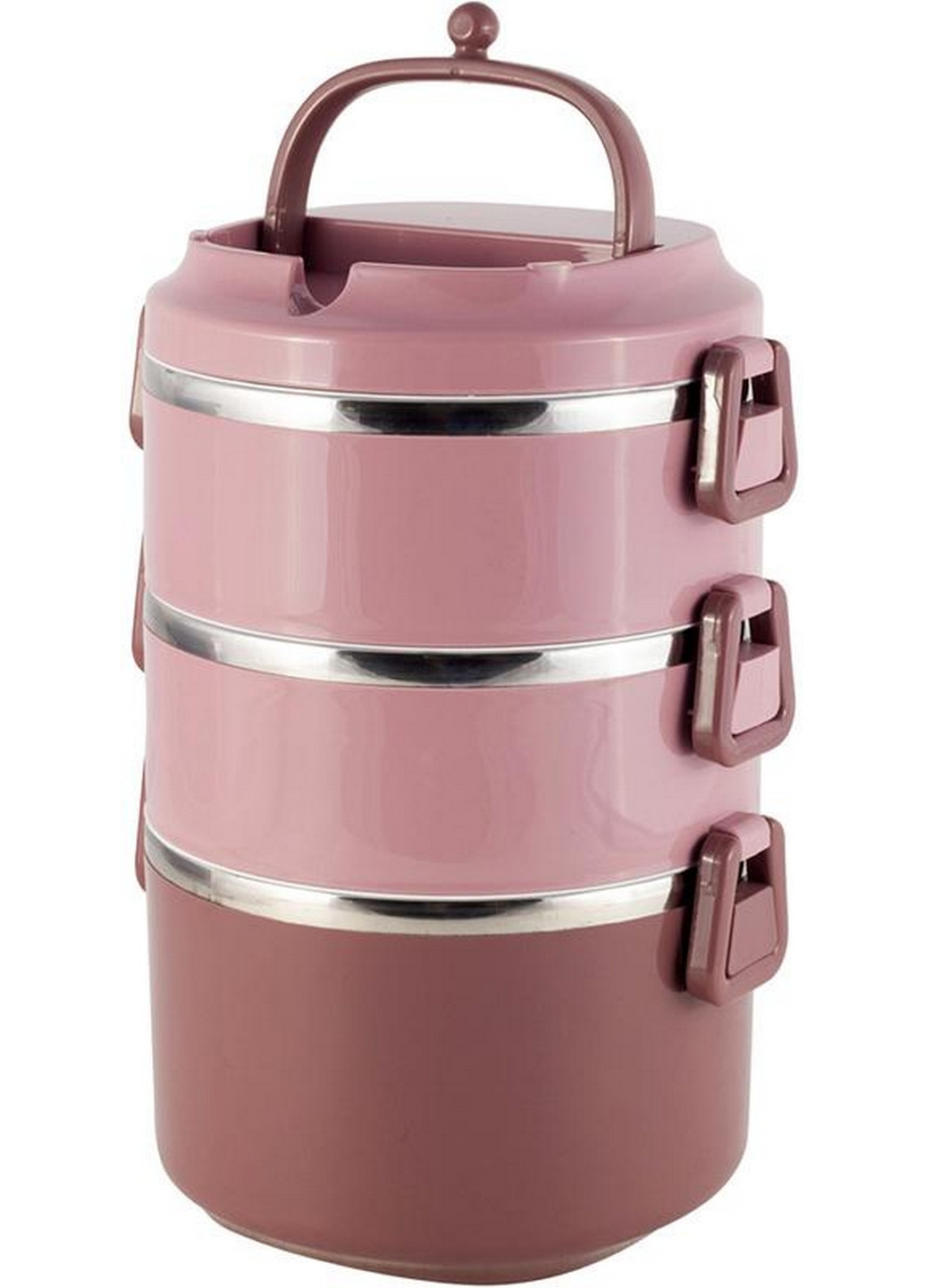 Ланч-бокс Snack трехуровневый, пластик и нержавеющая сталь Kamille (268459078)