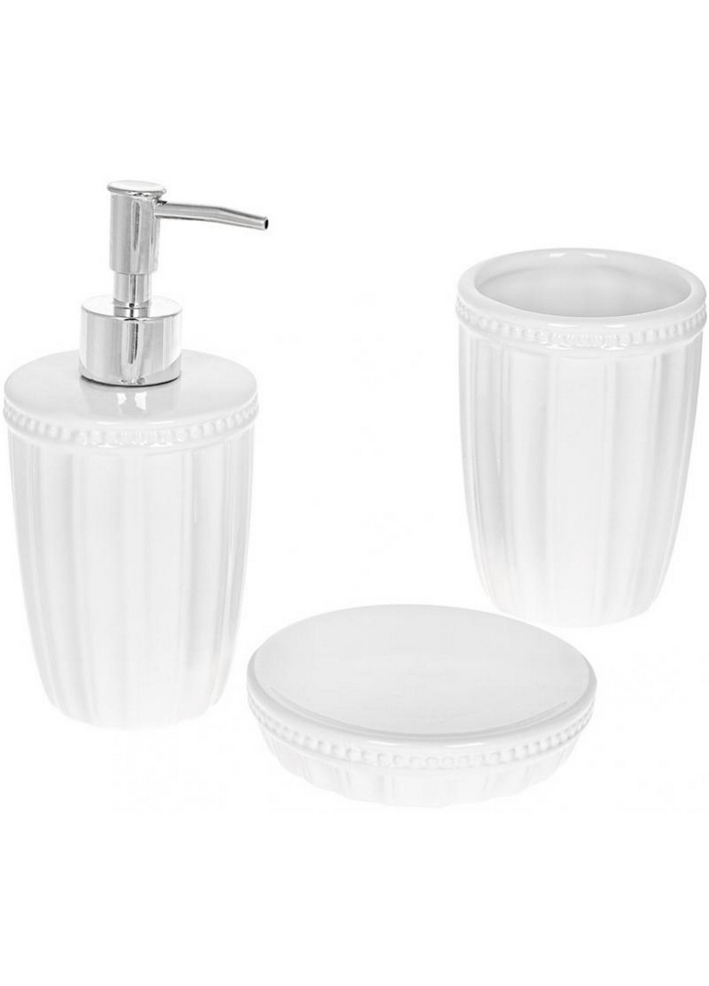 Набор аксессуаров Bright для ванной комнаты 3 предмета "Белая Готика" глянцевая керамика Bona (268458007)