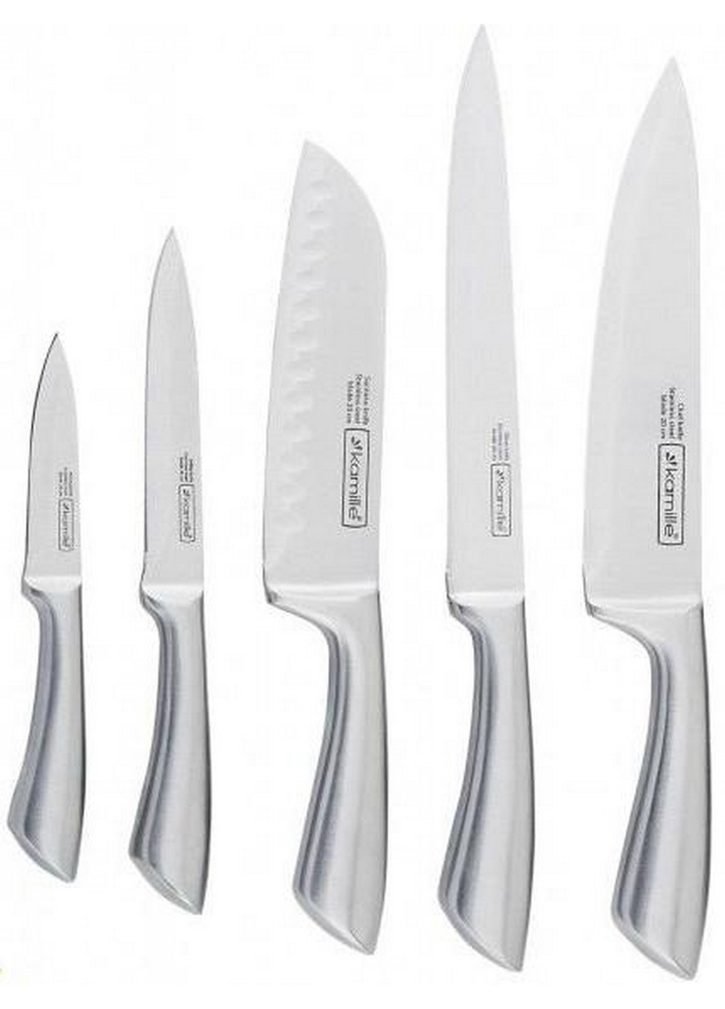 Набір ножів Perfection&Style 5 кухонних ножів та каучукова колода-підставка Kamille комбінований,