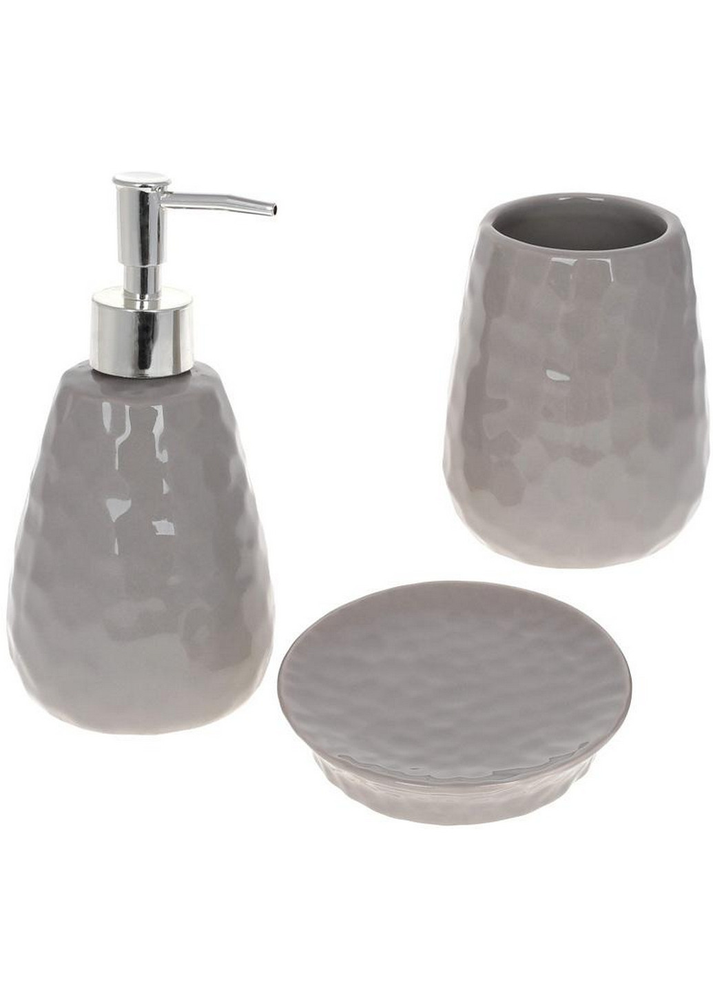 Набор аксессуаров Bright для ванной комнаты 3 предмета "Серый Камень" керамика Bona (268460158)