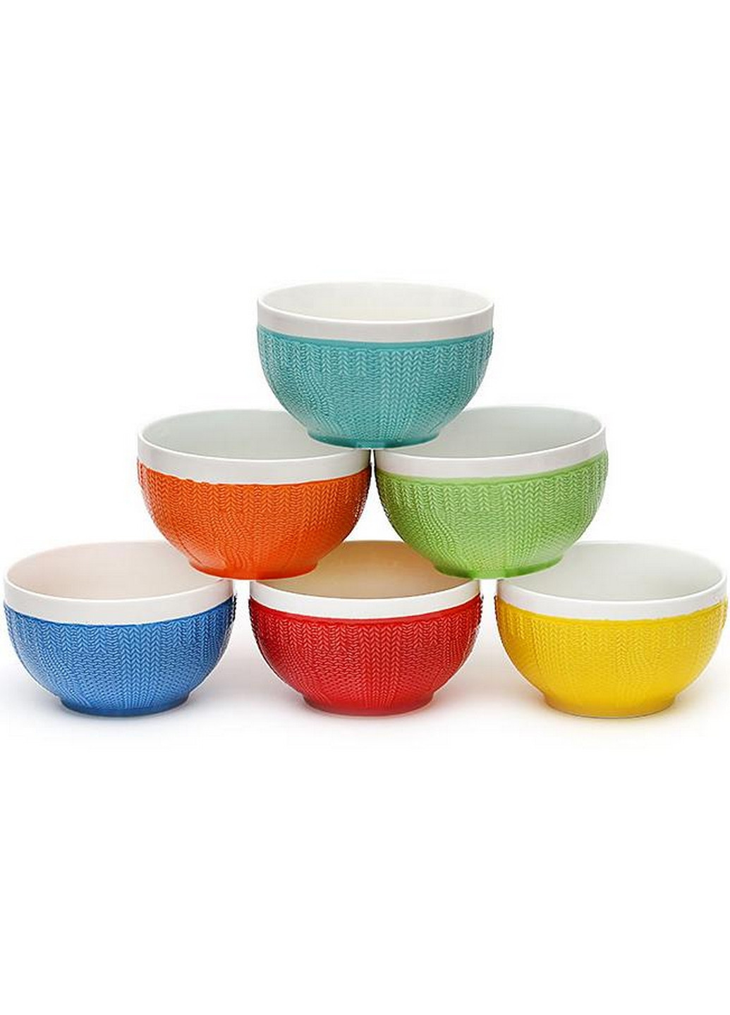Набір 6 кольорових мисок "В'язаний орнамент", фарфор Bona (268456811)