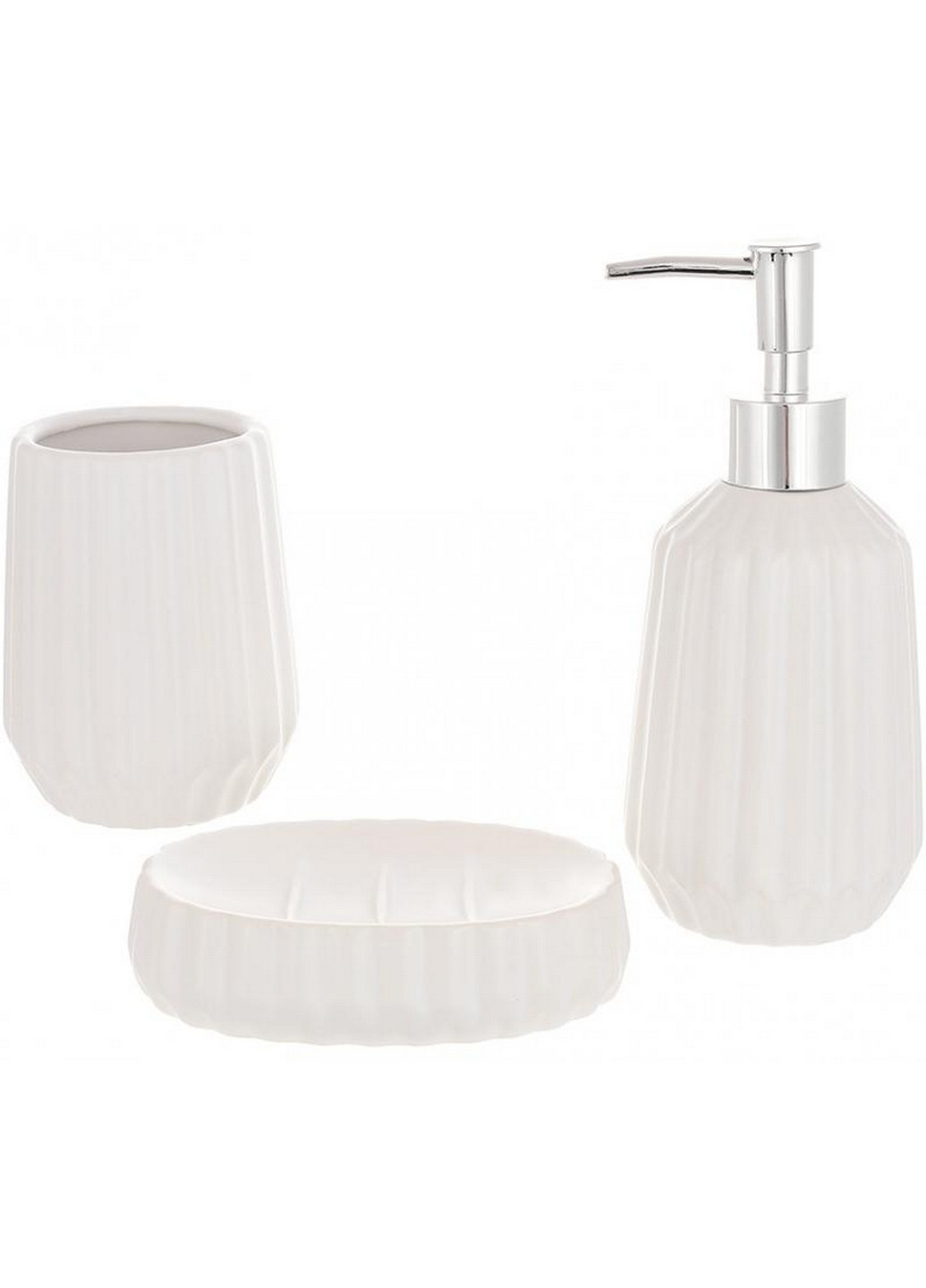 Набор аксессуаров Bright для ванной комнаты "Молочный Белый" 3 предмета, керамика BonaDi (268458122)