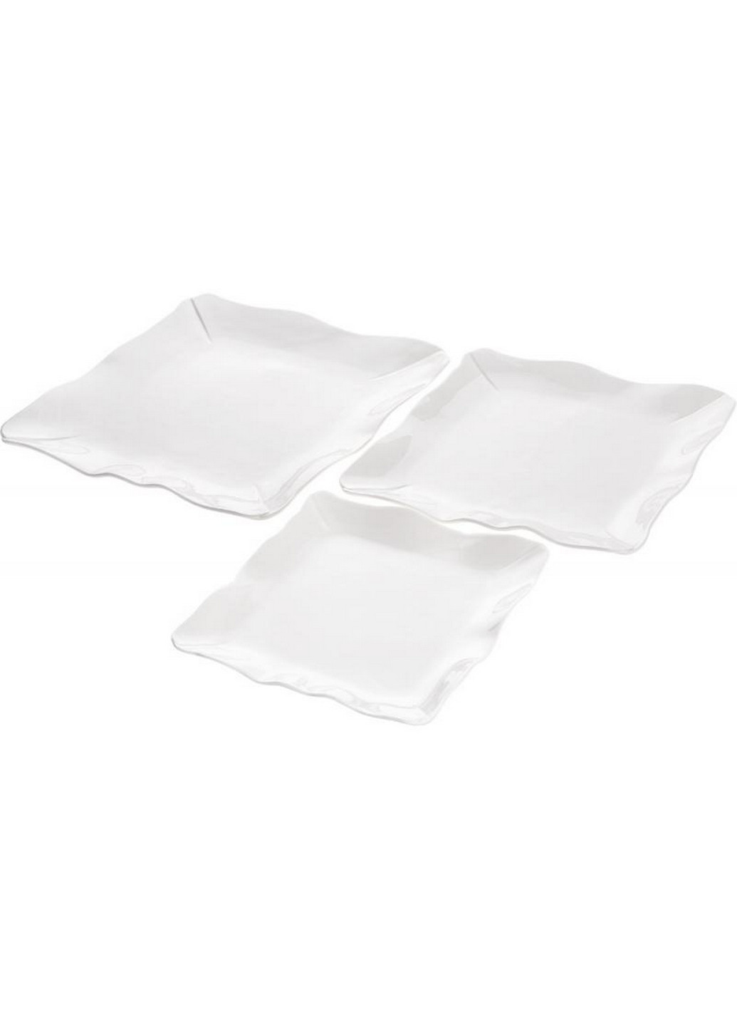 Тарелки квадратные White City Волна, набор 2 фарфоровые тарелки Bona (268456936)