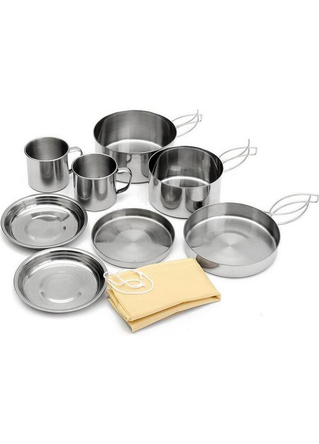 Набор металлической посуды 8 предметов для пикника (сковороды, ковши, тарелки, кружки) Kamille (268457077)