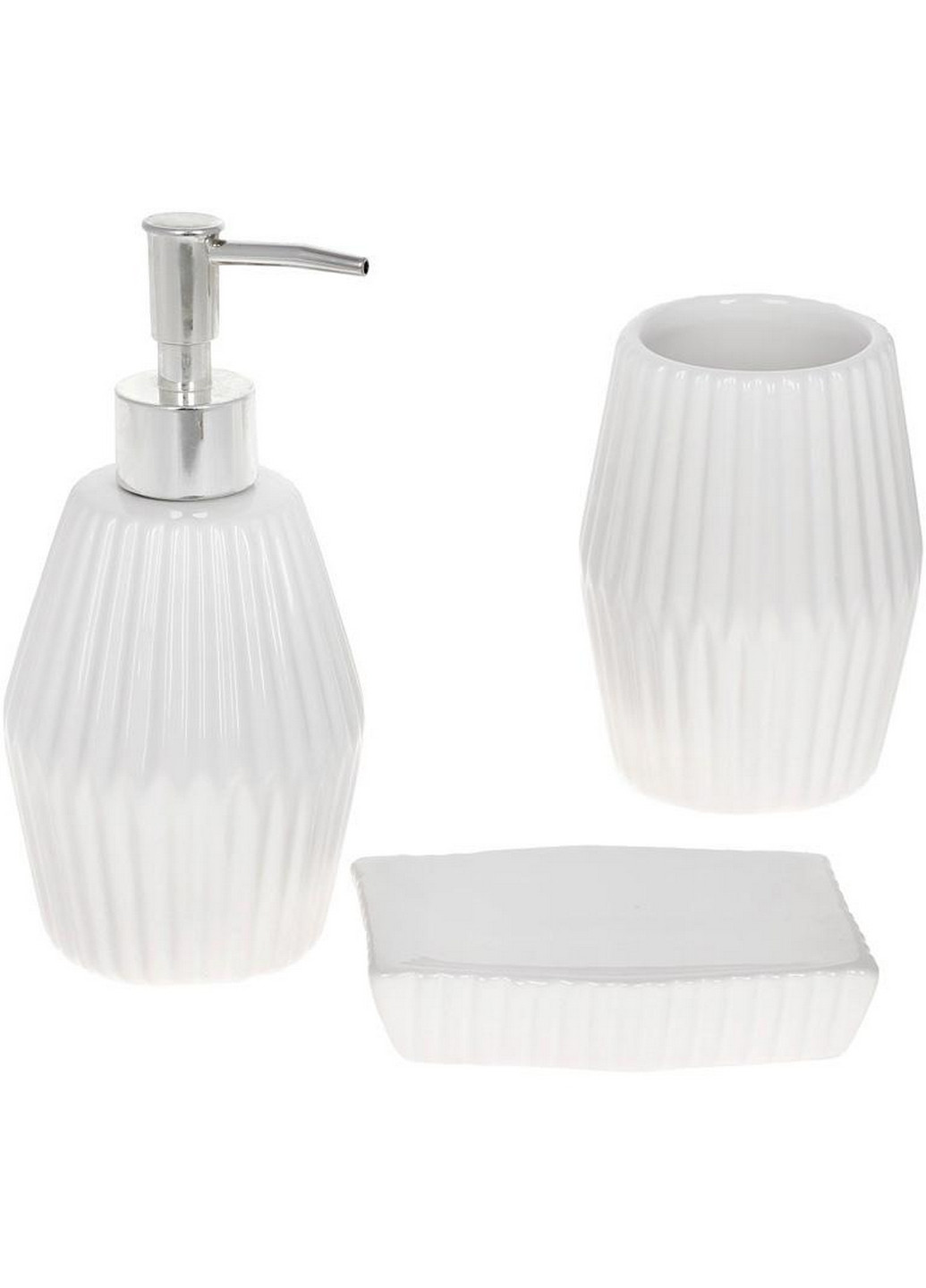 Набор аксессуаров Bright для ванной комнаты 3 предмета "Белый Луч" керамика Bona (268458907)