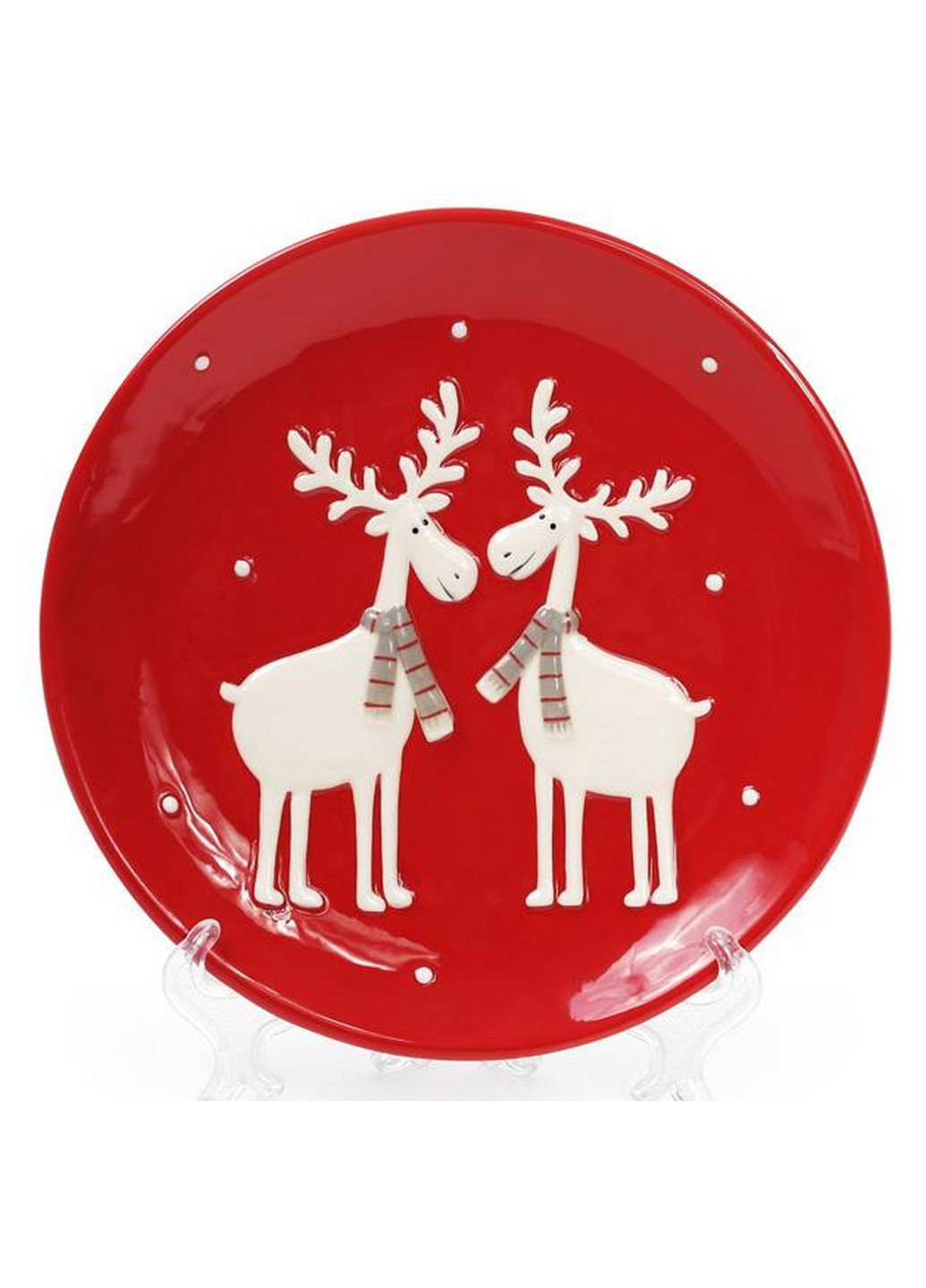 Набір 2 обідні керамічні тарілки "Олені на червоному" Bona (268457931)