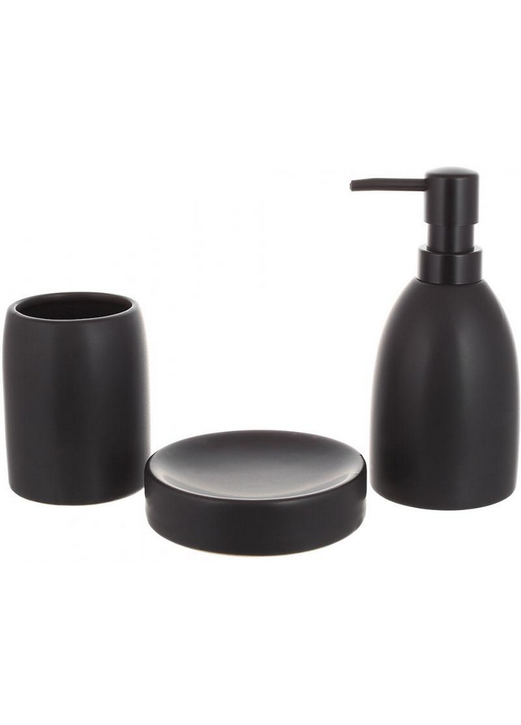 Набір аксесуарів Bright для ванної кімнати "Чорний Матовий" 3 предмети, кераміка BonaDi (268459829)