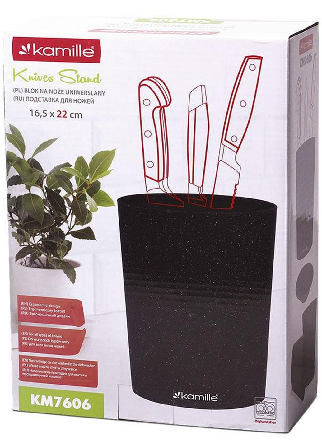 Колода для ножів Brash Stand Мармур пластикова кругла Kamille (268458051)