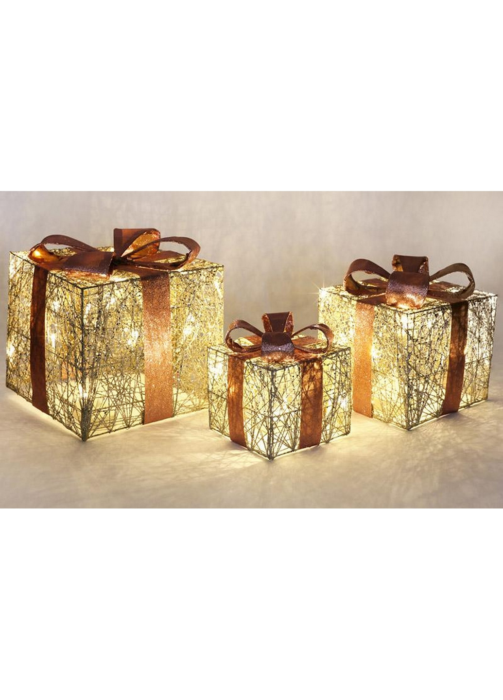 Набір декоративних подарунків - 3 коробки з LED-підсвічуванням Bona (268457980)