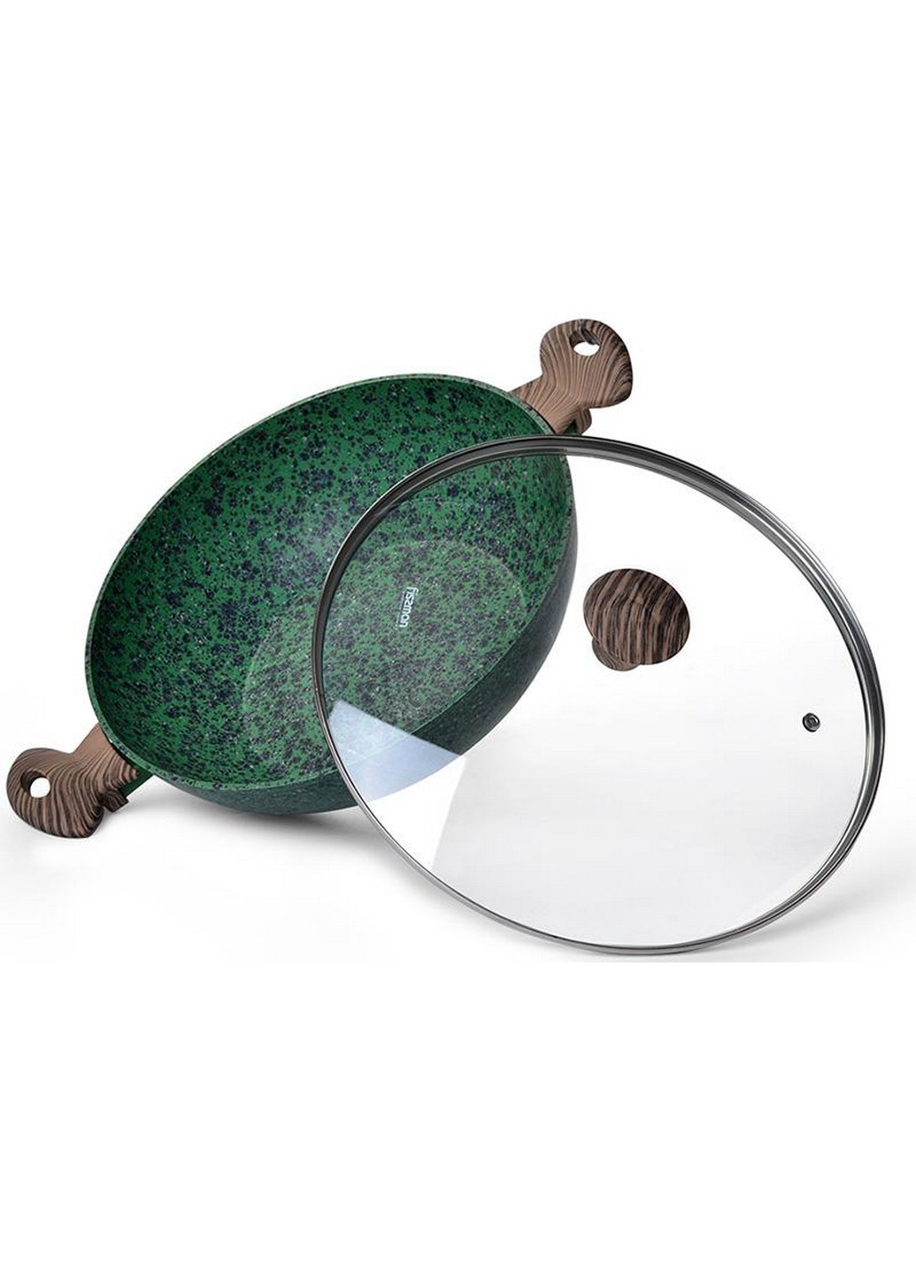 Вок Malachite с антипригарным покрытием EcoStone со стеклянной крышкой Fissman (268459181)